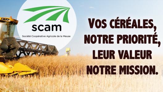 Affichage d'une bâche sur dépot pour la récolte des céréales durant la moisson